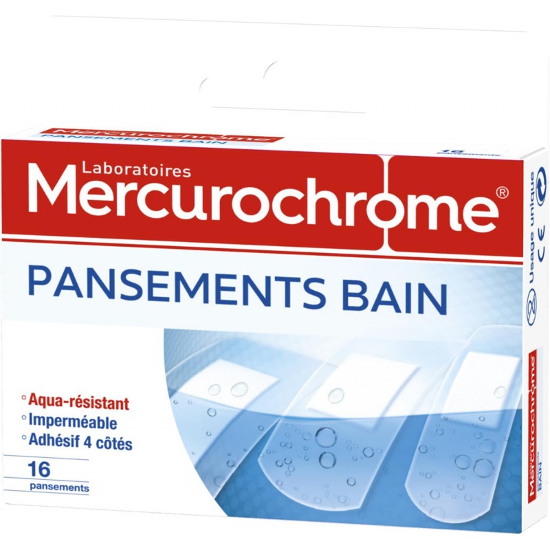 MERCUROCHROME 16 Pansements Bain, 3 Formats - Marché Du Coin