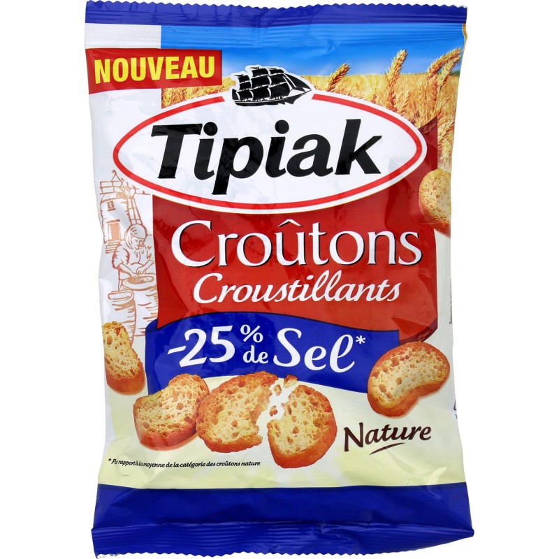 TIPIAK Croutons Natures 25% Sel 80G - Marché Du Coin
