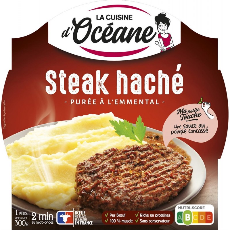 LA CUISINE D'OCÉANE Steak Haché Charolais Purée À L'Emmental 300G - Marché Du Coin