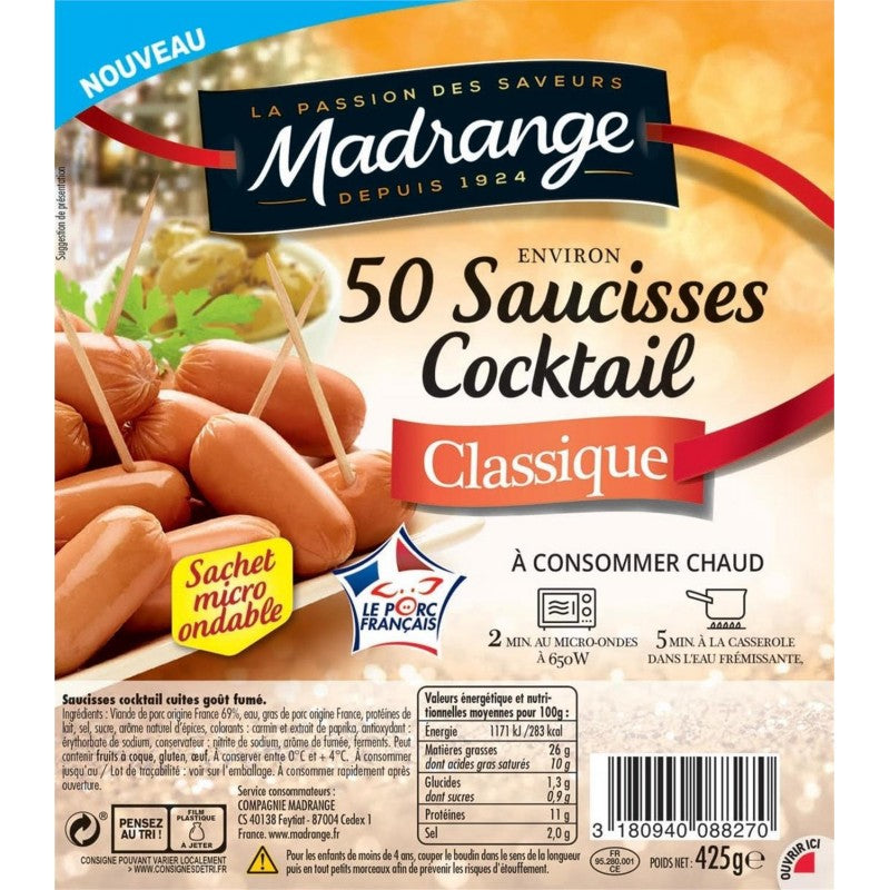 MADRANGE Saucisses Cocktail Classique X50 425G - Marché Du Coin