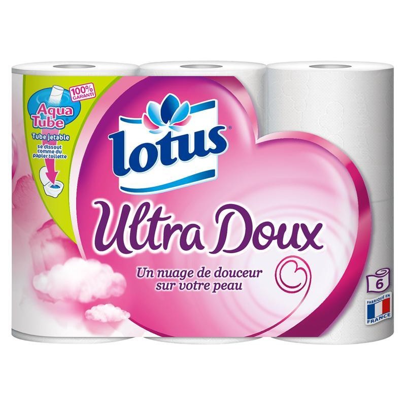 LOTUS Papier Toilette Blanc Ultra Doux Aquatube X6 Rouleaux - Marché Du Coin