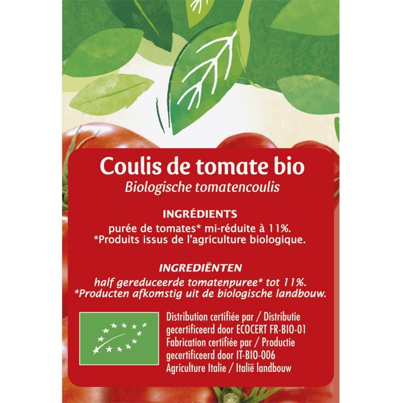 JARDIN BIO Jardin Bio Étic Coulis De Tomate Bio Brique Tetra De 500G - Marché Du Coin