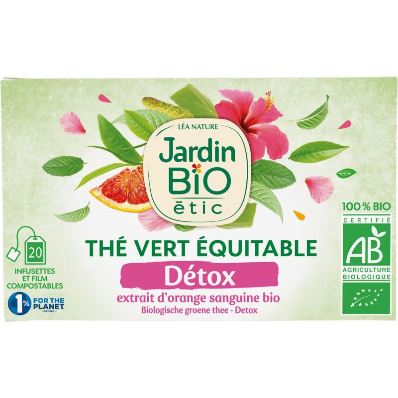 JARDIN BIO Thé Vert Détox Bio Étui + 20 Sachets 30G - Marché Du Coin