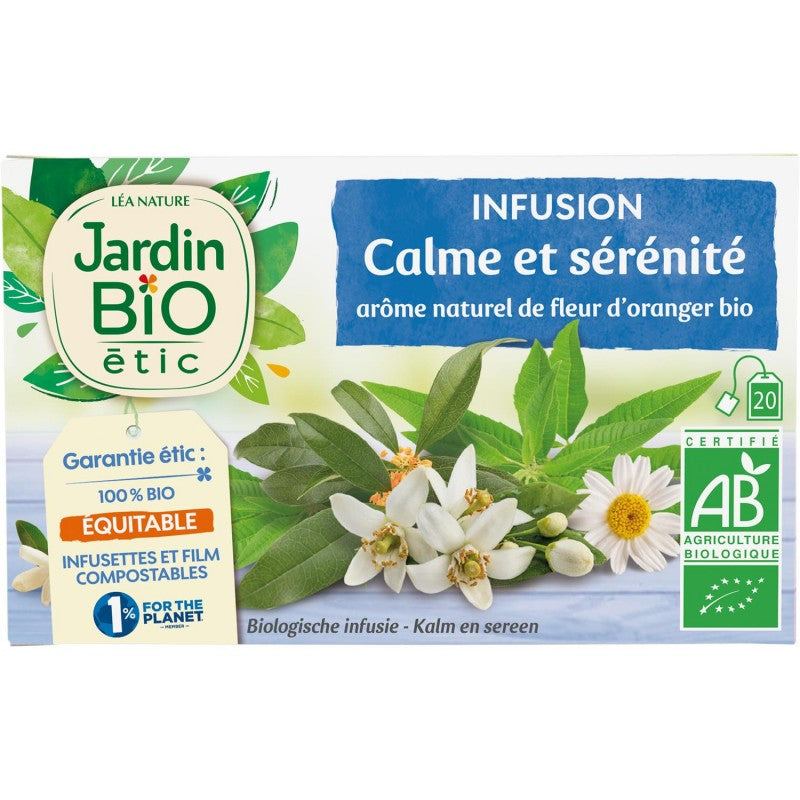 JARDIN BIO Infusion Calme Et Sérénité Bio 20 Sachets + Étui 30G - Marché Du Coin