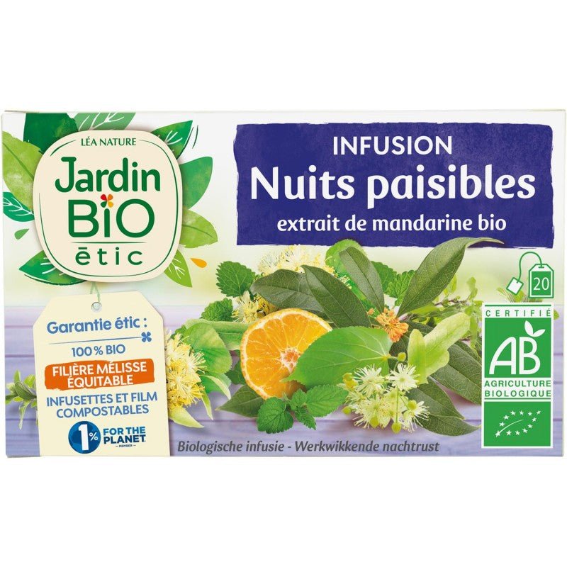 JARDIN BIO Jardin Bio Étic Infusion Nuits Paisibles Bio 20 Sachets + Étui 30G - Marché Du Coin