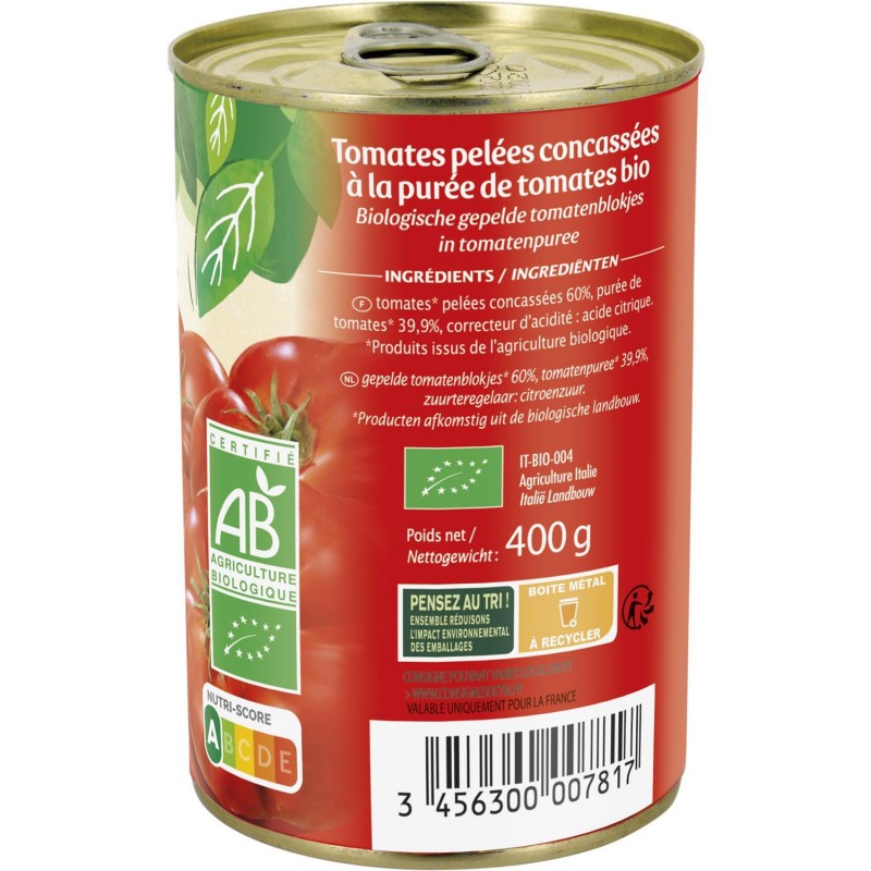 JARDIN BIO Concasse De Tomate Morceaux Bio 400G - Marché Du Coin