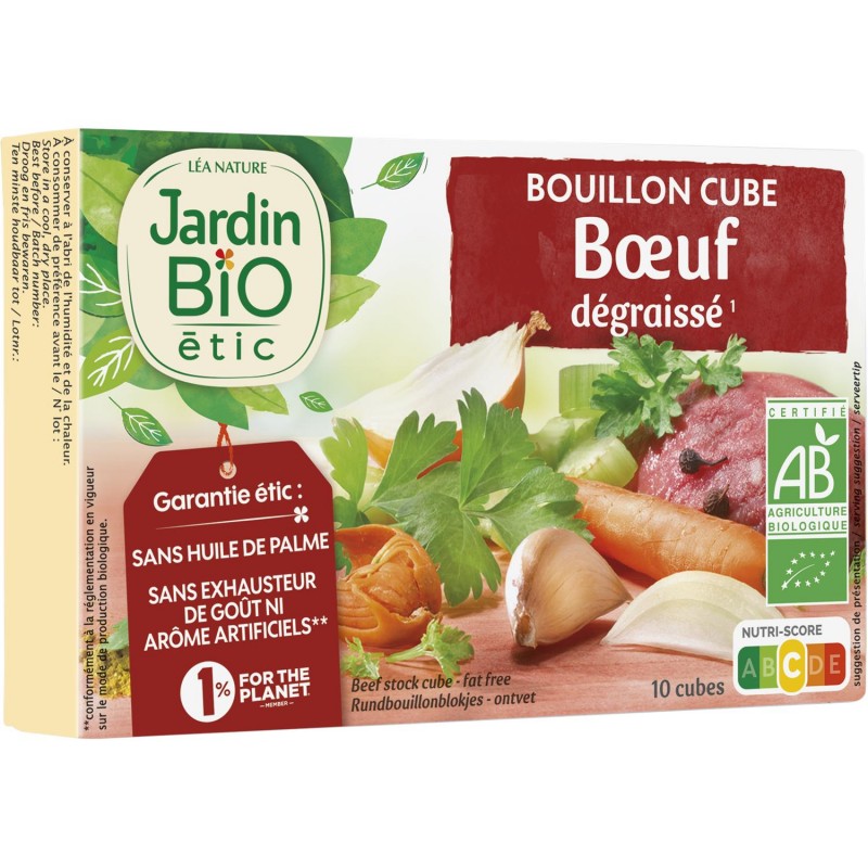 JARDIN BIO Bouillon Cube Boeuf Dégraissé Bio Cubes 100G - Marché Du Coin