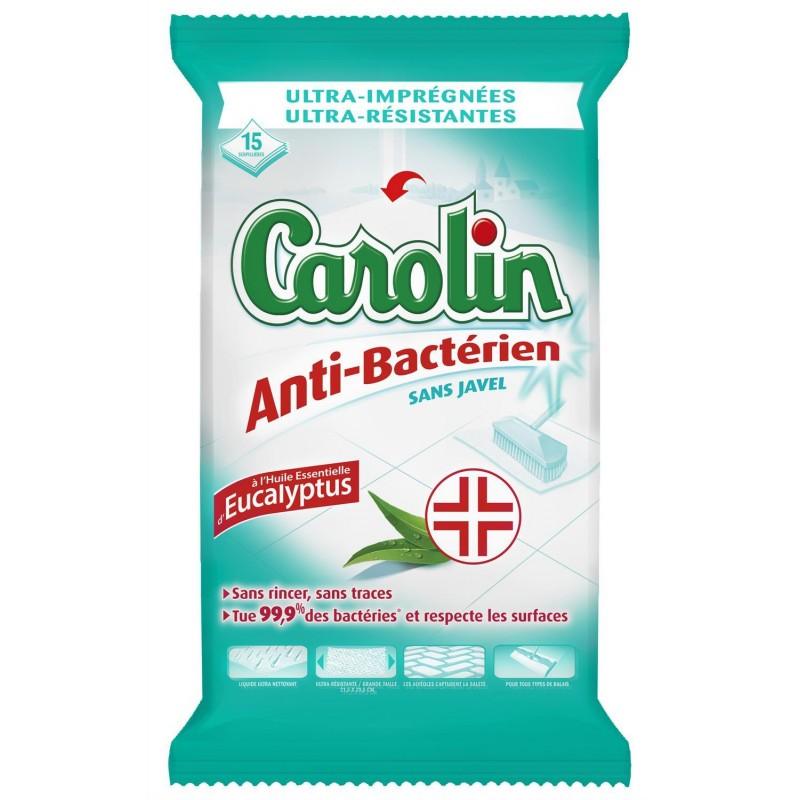 CAROLIN Antibactérien Lingettes Sols X15 - Marché Du Coin