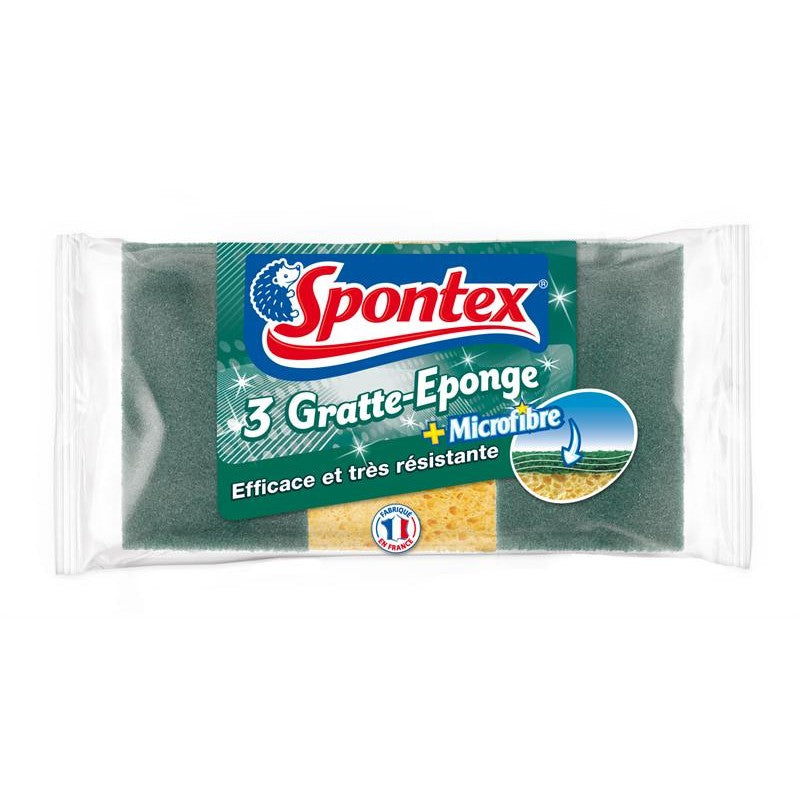 SPONTEX 3 Combiné Gratte Éponge + Microfibre - Marché Du Coin