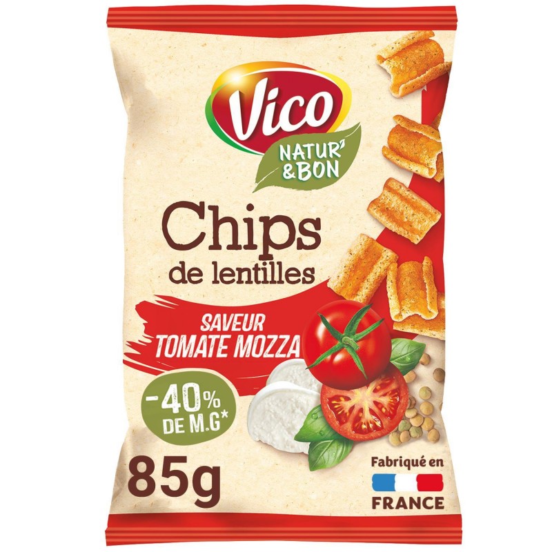 VICO Chips De Lentilles Tomate Mozzarella 85G - Marché Du Coin