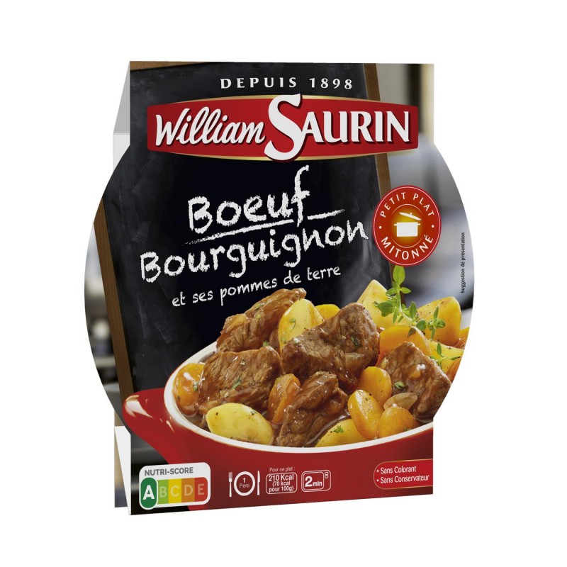 WILLIAM SAURIN Boeuf Bourguignon Et Ses Pommes De Terre - Assiette Micro-Ondes 300G - Marché Du Coin