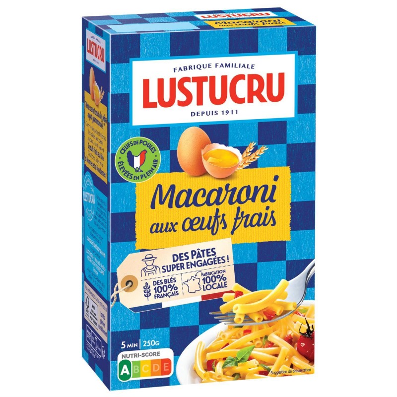 LUSTUCRU Macaroni Aux Oeufs Frais 250G - Marché Du Coin