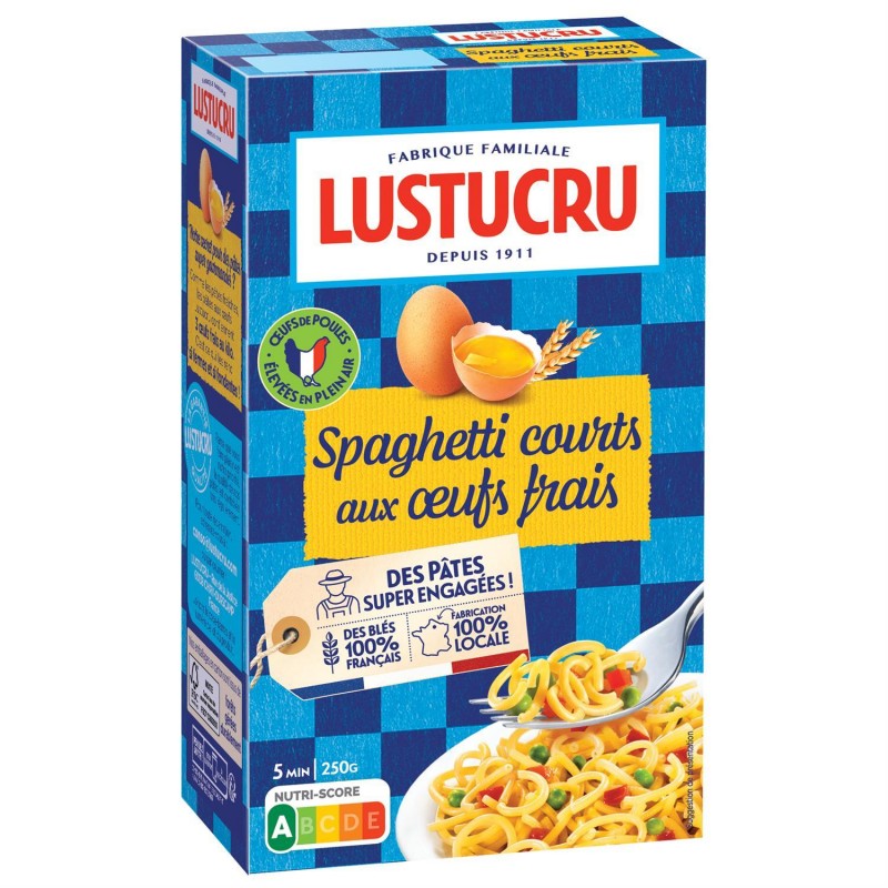 LUSTUCRU Pâtes Aux Oeufs Frais Spaghetti Courts 250G - Marché Du Coin