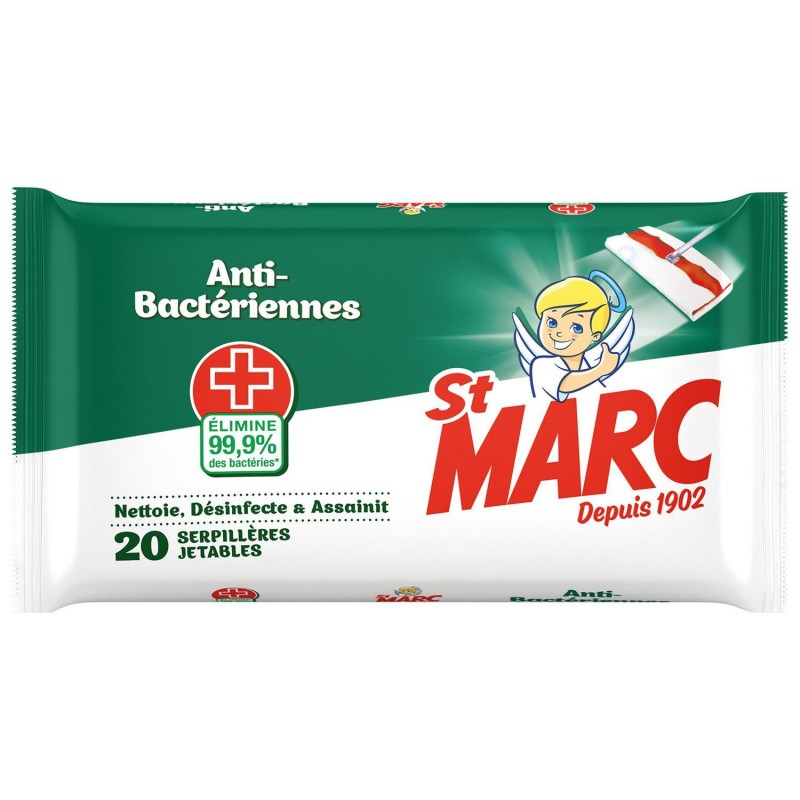 ST MARC Serpillières Jetables Imprégnées Anti-Bactériennes Pack Éco Sachet De 20 Serpillières - Marché Du Coin