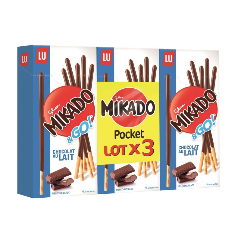 MIKADO Pocket Chocolat Lait Lot De 3 117G - Marché Du Coin