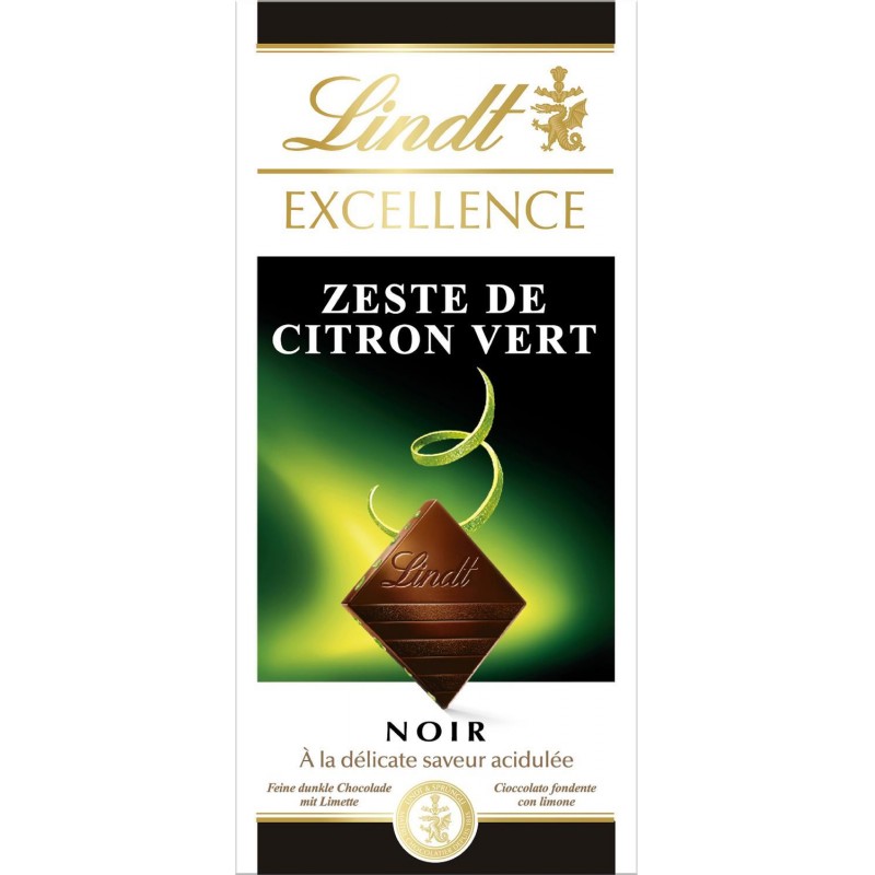 LINDT Excellence Noir Zeste De Citron Vert 100G - Marché Du Coin