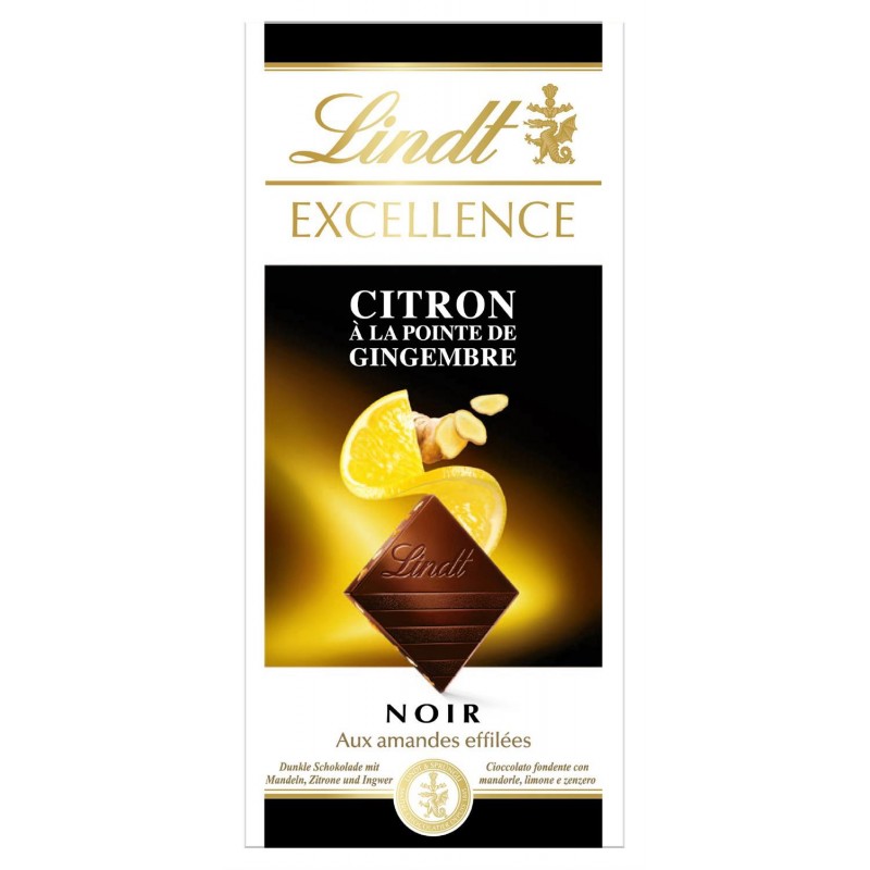 LINDT Excellence Noir Citron Gingembre 100G - Marché Du Coin