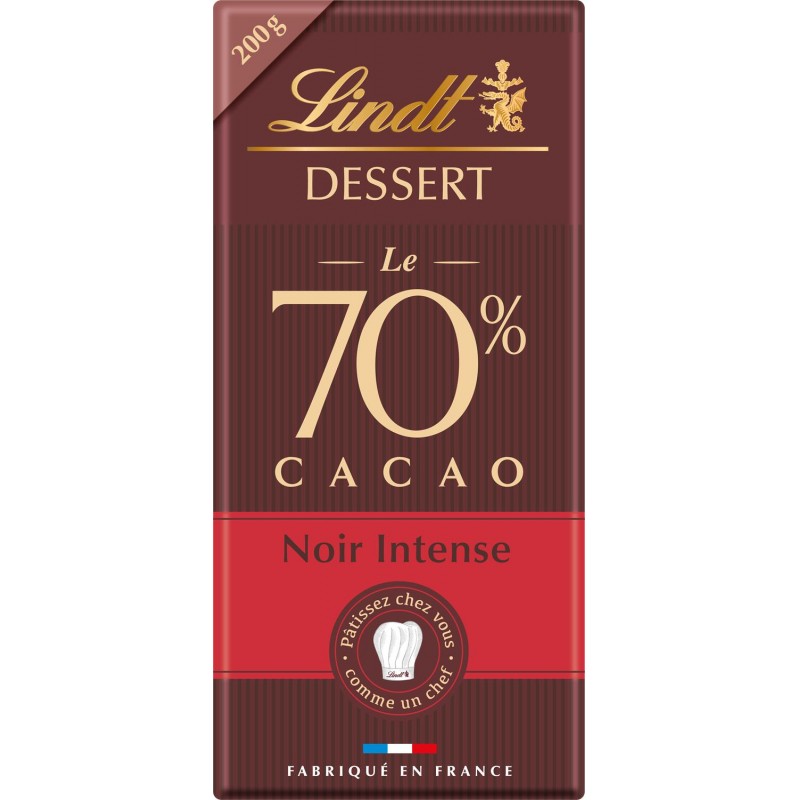LINDT Dessert Le 70%Cacao Noir Intense 200G - Marché Du Coin