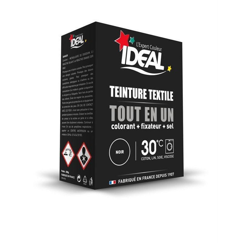 IDÉAL Teinture Tissus Poudre Tout En 1 Maxi Noir 350G - Marché Du Coin