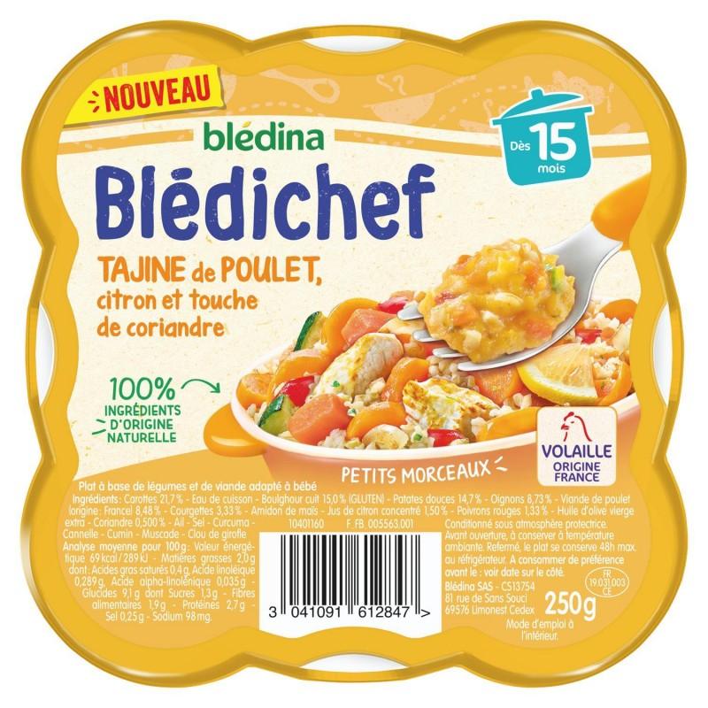 BLÉDINA Blédina Blédichef Tajine De Poulet Citron Et Touche De Coriandre Dès 15 Mois 250G - Marché Du Coin