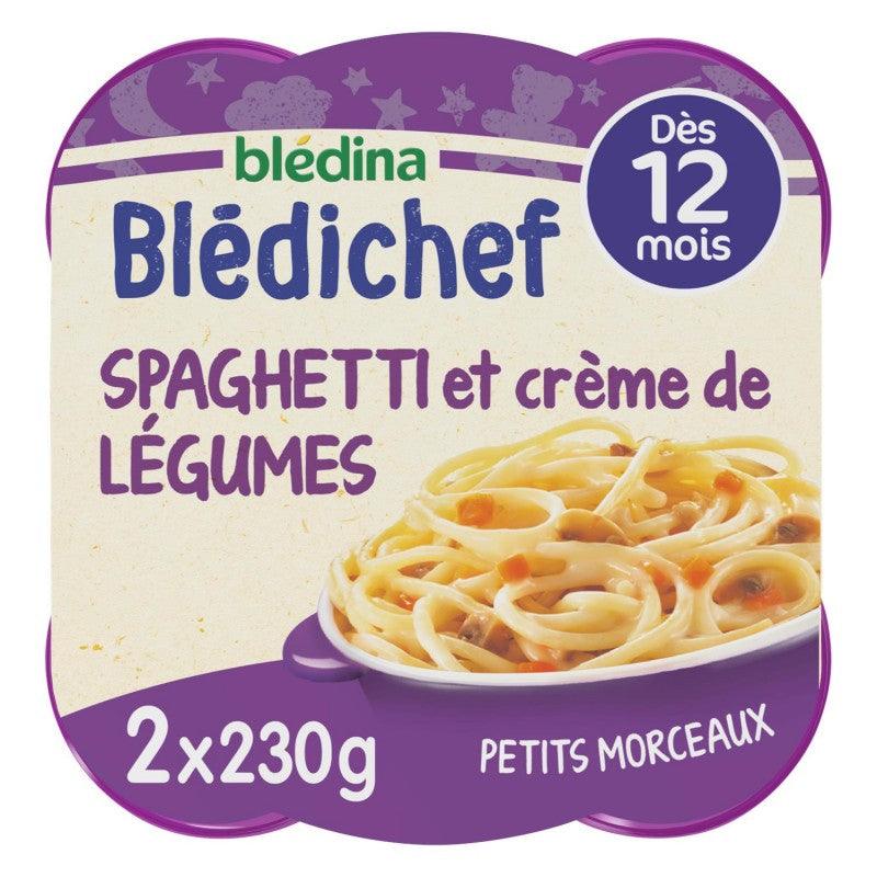 BLÉDINA Blédichef Petits Morceaux Spaghettis Et Crème De Légumes Dès 12 Mois 2X230G - Marché Du Coin
