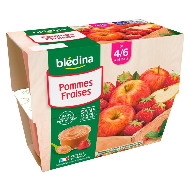 BLÉDINA Blédina Coupelles Fruits Pommes Fraises Dès 4/6 Mois 4X100G - Marché Du Coin