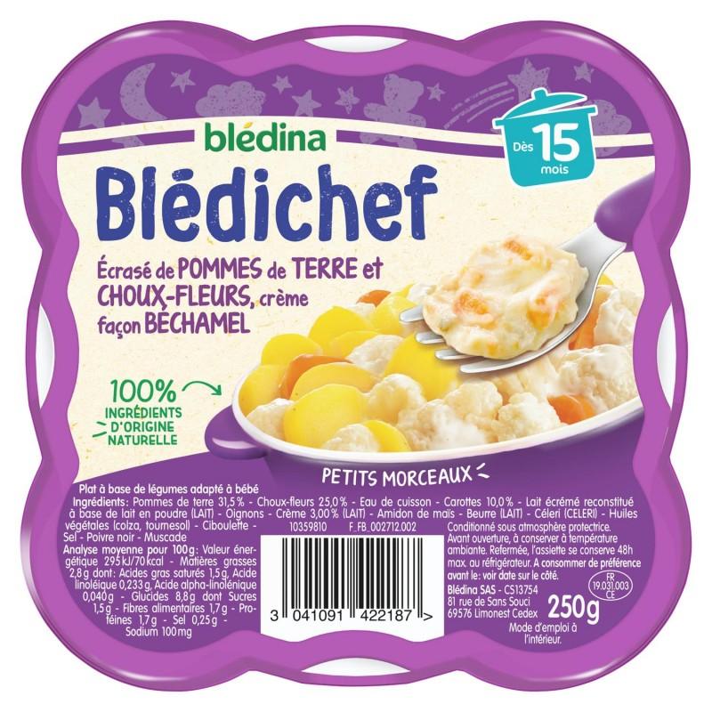 BLÉDINA Blédichef Écrasé De Pomme De Terre Choux Fleurs Crème Béchamel Dès 15 Mois 250G - Marché Du Coin