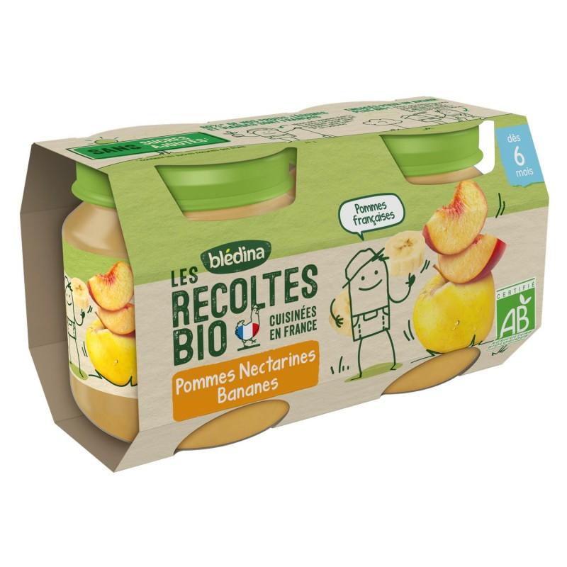BLÉDINA Blédina Les Récoltes Bio Pommes Nectarines Bananes 2X130G - Marché Du Coin