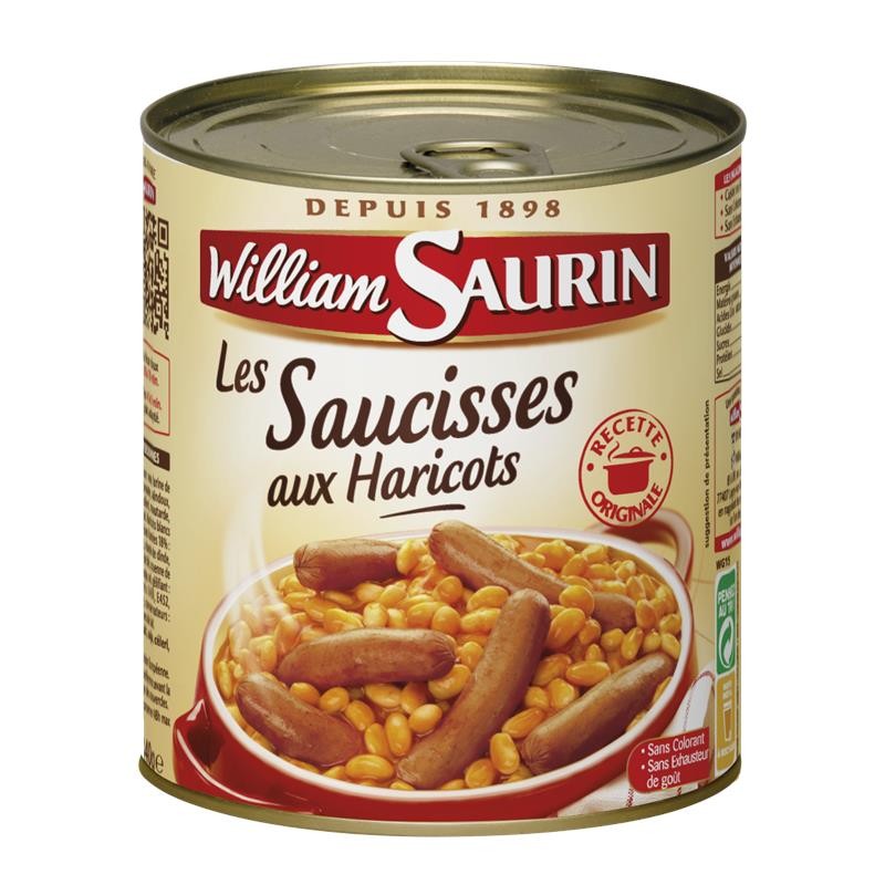 WILLIAM SAURIN Saucisses Aux Haricots - Plat Cuisiné 840G - Marché Du Coin