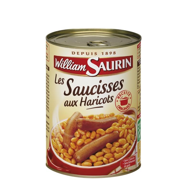 WILLIAM SAURIN Saucisses Aux Haricots - Plat Cuisiné 420G - Marché Du Coin