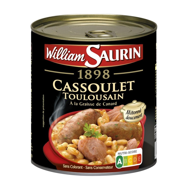 WILLIAM SAURIN 1898 Cassoulet Toulousain Cuisiné À La Graisse D'Oie - Plat Cuisiné 840G - Marché Du Coin