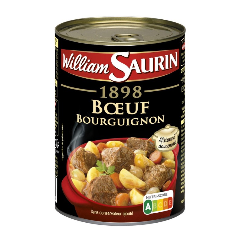 WILLIAM SAURIN 1898 Boeuf Bourguignon Pommes De Terre Carottes Fondantes - Plat Cuisiné 400G - Marché Du Coin
