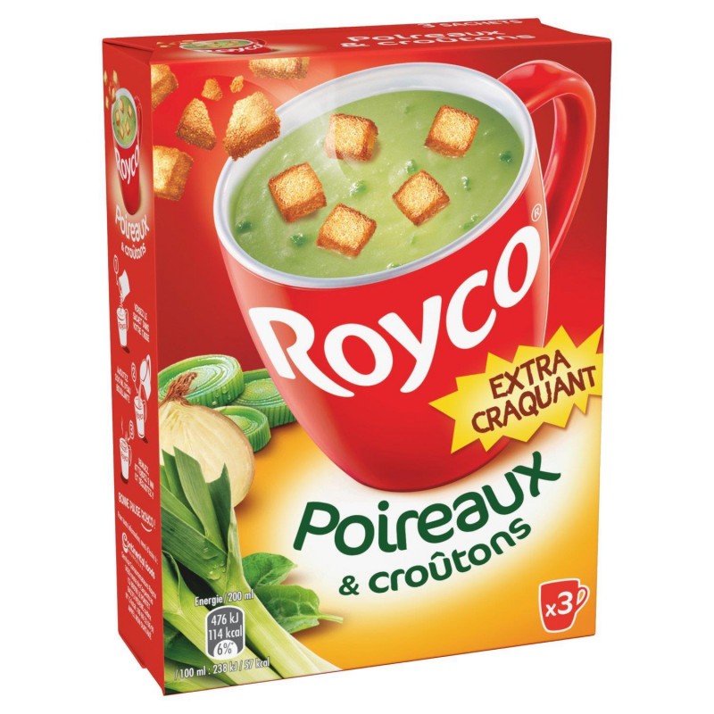 ROYCO Minute Soup Délice De Poireaux Et Croûtons Extra Croquants 3 Sachets - Marché Du Coin