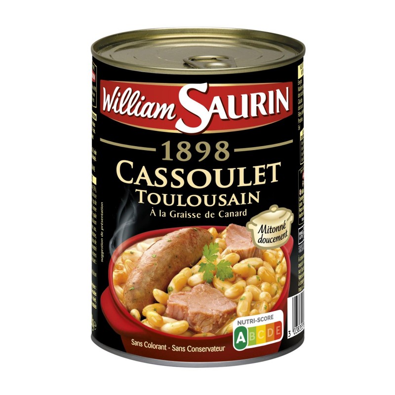 WILLIAM SAURIN 1898 Cassoulet Toulousain Cuisiné À La Graisse D'Oie - Plat Cuisiné 420G - Marché Du Coin