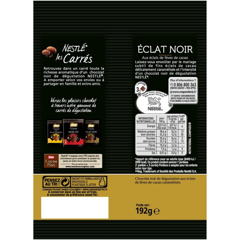 NESTLÉ Grand Chocolat Carrés Noir Fèves De Cacao 192G - Marché Du Coin