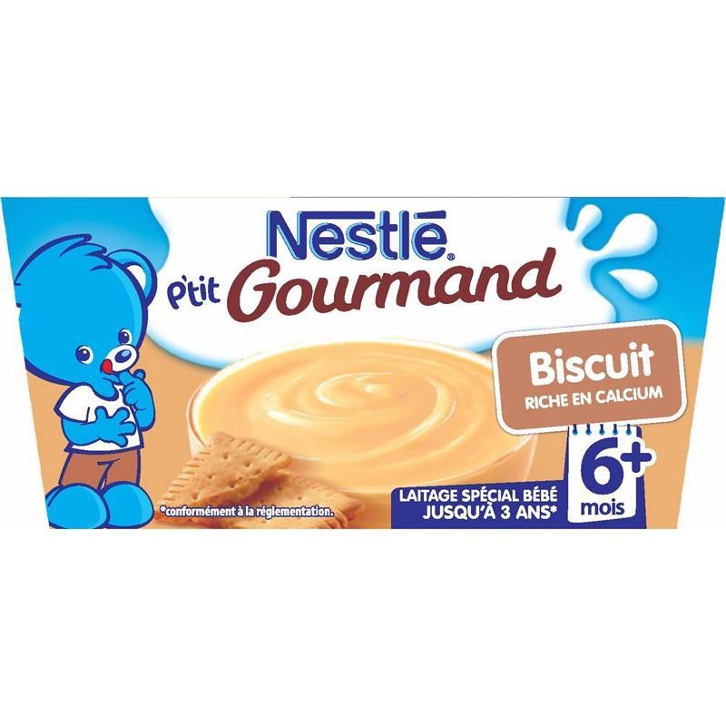 NESTLÉ P'Tit Gourmand Crème Dessert Biscuitée Dès 6 Mois 4X100G - Marché Du Coin