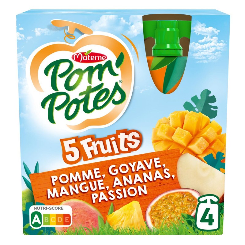 POM'POTES Pom'Potes Sans Sucres Ajoutés 5 Fruits Tropical 340G - Marché Du Coin