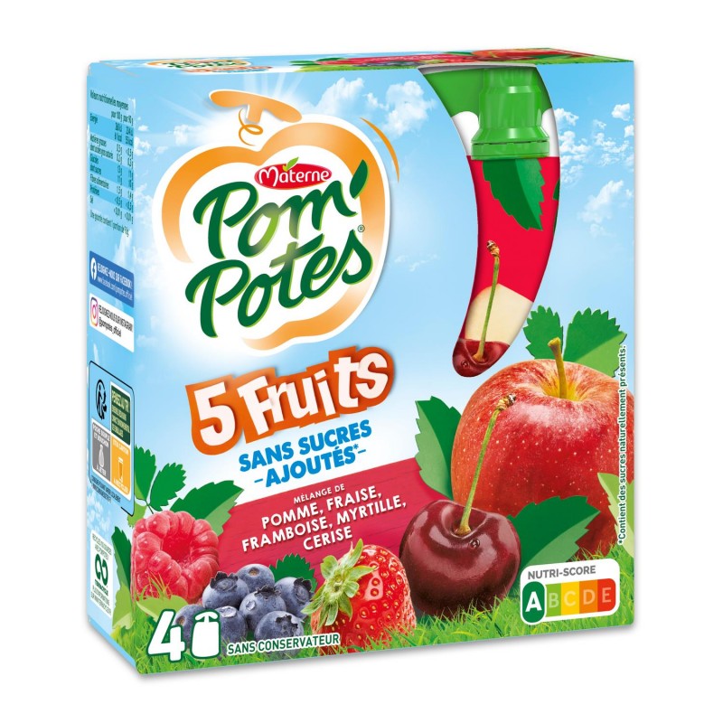 POM'POTES Pompotes Sans Sucres Ajoutes Fruits Rouges 360G - Marché Du Coin