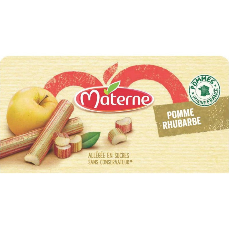 MATERNE Coupelles Pomme Rhubarbe Allegée En Sucre 4X100G - Marché Du Coin