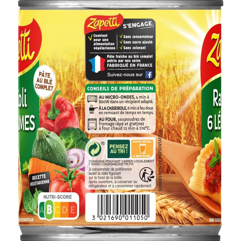 ZAPETTI Ravioli Aux Légumes 800G - Marché Du Coin