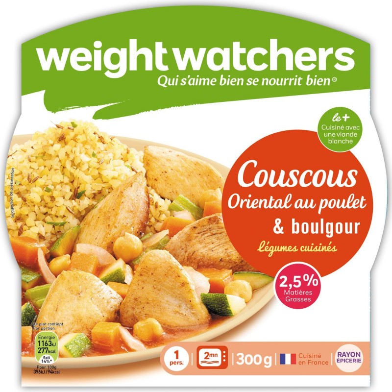 WEIGHT WATCHERS Couscous Oriental Au Poulet Et Boulgour Légumes Cuisinés - Assiette Micro-Ondes 300G - Marché Du Coin