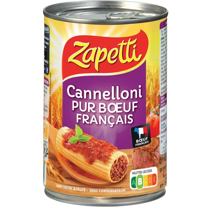 ZAPETTI Cannelloni Pur Boeuf Francais Au Blé Complet - Plat Cuisiné 400G - Marché Du Coin
