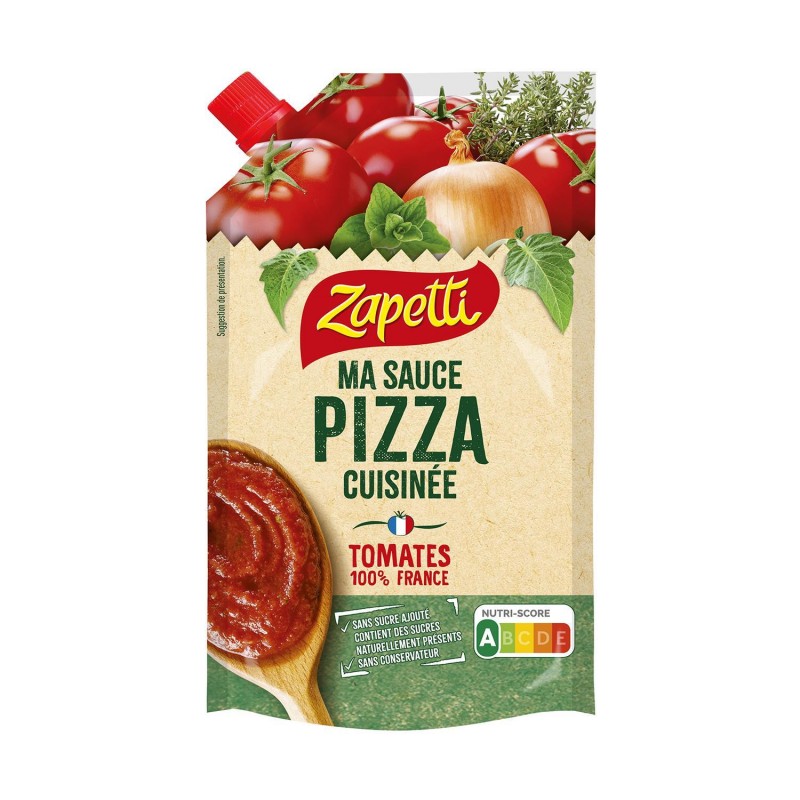ZAPETTI Ma Sauce Pizza Cuisinée - Tomates 100% France - La Poche De 300G - Marché Du Coin