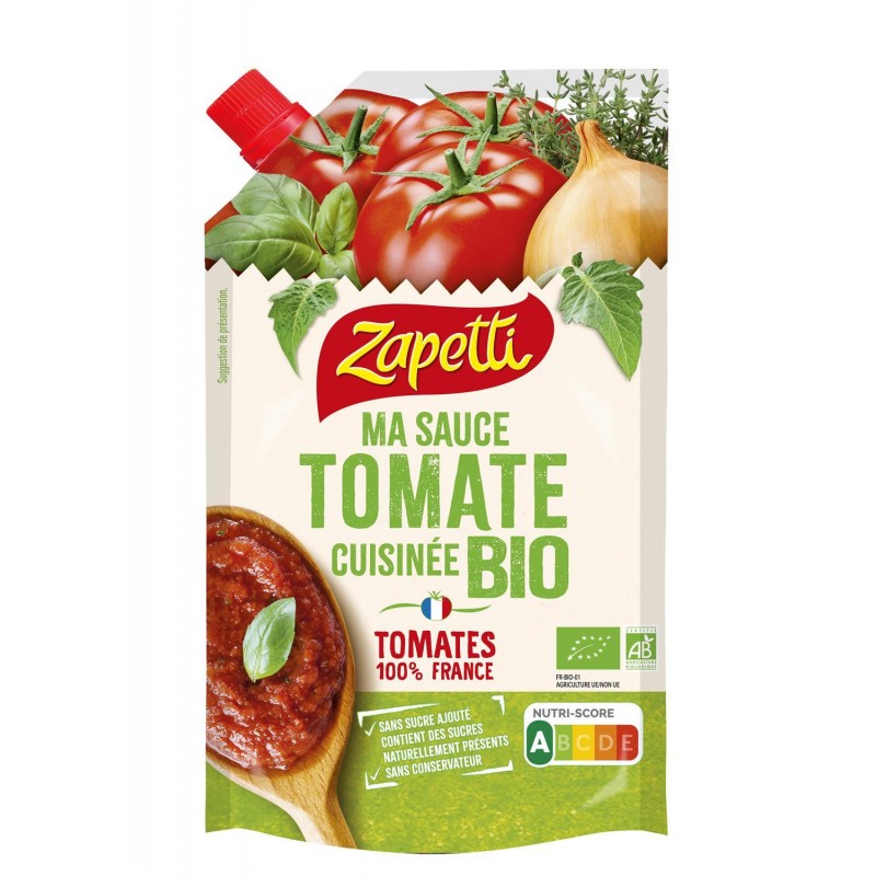 ZAPETTI Ma Sauce Tomate Cuisinée Bio - Tomates 100% France - La Poche De 300G - Marché Du Coin