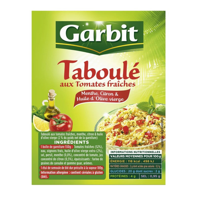 GARBIT Taboulé Aux Tomates Fraiches Menthe Citron Huile D'Olive - Plat Cuisiné 5/6 Personnes 730G - Marché Du Coin