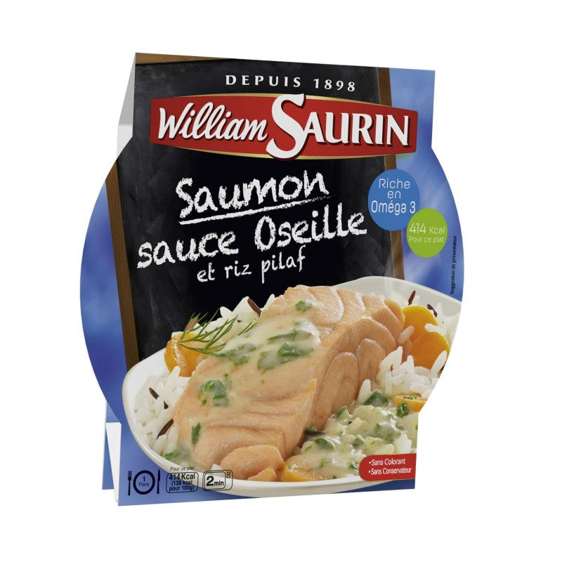 WILLIAM SAURIN Saumon Sauce Oseille Et Son Riz Pilaf - Assiette Micro-Ondes 300G - Marché Du Coin
