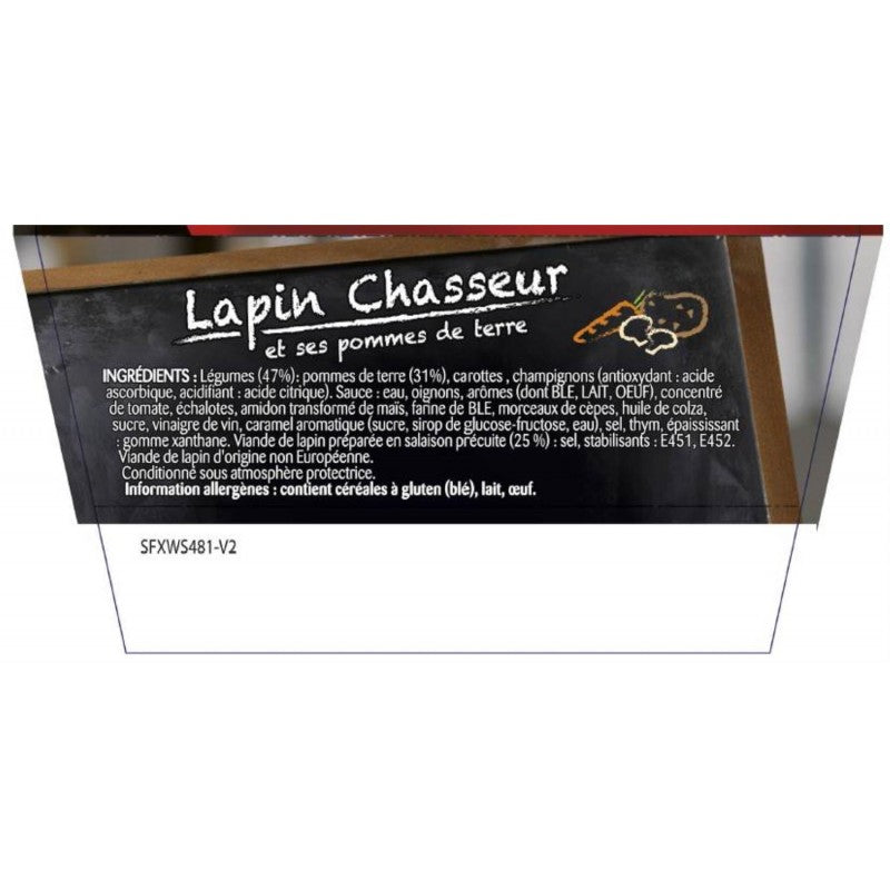 WILLIAM SAURIN Lapin Chasseur Et Ses Pommes De Terre - Assiette Micro-Ondes 280G - Marché Du Coin