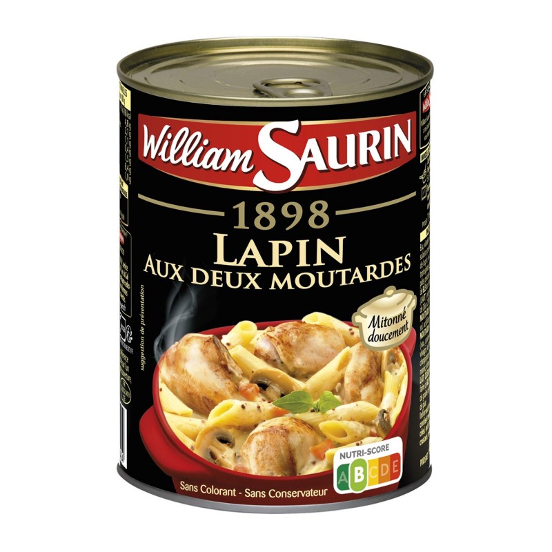 WILLIAM SAURIN 1898 Lapin Aux Deux Moutardes - Plat Cuisiné 400G - Marché Du Coin
