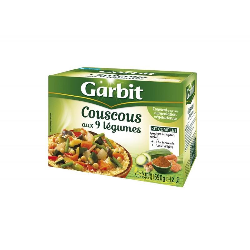 GARBIT Couscous Aux 9 Légumes - Plat Cuisiné 2 Personnes 690G - Marché Du Coin