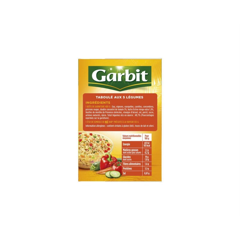 GARBIT Taboulé Aux 5 Légumes - Plat Cuisiné 3/4 Personnes 525G - Marché Du Coin